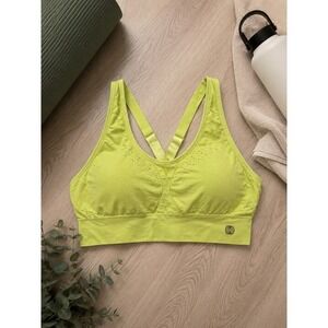Balance Collection Neon Lime Green Seamless Sports Bra XL NWT Crisscross Back